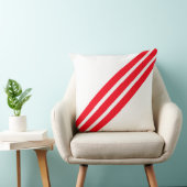 赤いエレガントストライプオンホワイト クッション (椅子)