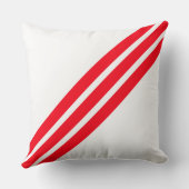 赤いエレガントストライプオンホワイト クッション (裏面)
