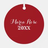 赤いエレガントスノーフレーク写真ウィンタークリスマス メタルオーナメント (裏面)