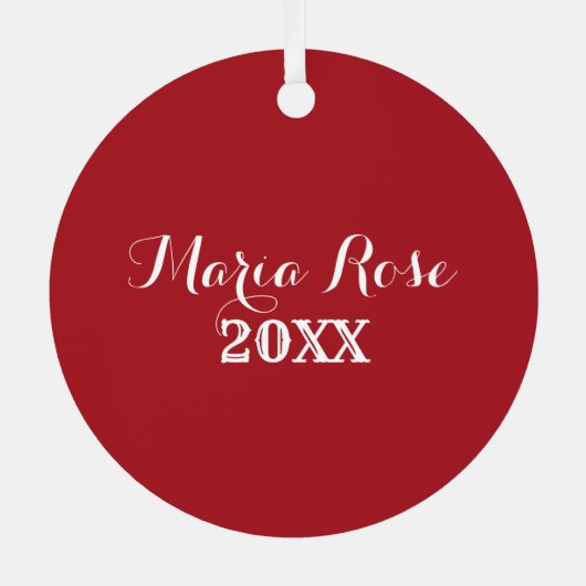 赤いエレガントスノーフレーク写真ウィンタークリスマス メタルオーナメント (裏面)