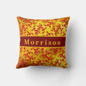 赤いエレガントダマスクと金ゴールドテクスチャ クッション (裏面)