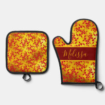 赤いエレガントダマスクと金ゴールドテクスチャ