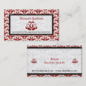 赤いエレガントダマスクファッション名刺 名刺 (正面/裏面)