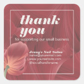 赤いエレガントチューリスタイリッシュップ抽象芸術パターン スクエアシール (正面)