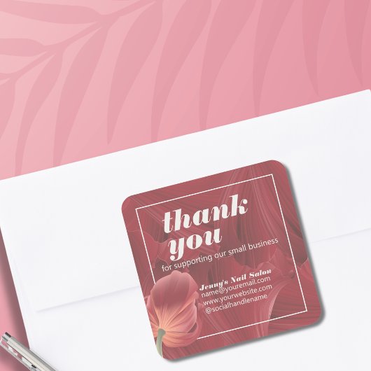 赤いエレガントチューリスタイリッシュップ抽象芸術パターン スクエアシール