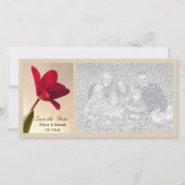 赤いエレガントチューリップの結婚式の日付を保存 セーブザデート (正面)