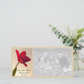 赤いエレガントチューリップの結婚式の日付を保存 セーブザデート (スタンド正面)