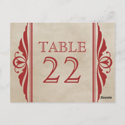 赤いエレガントデコの表の番号はがき ポストカード (裏面)