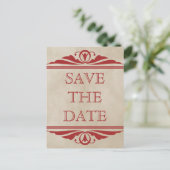 赤いエレガントデコ日付はがきを保存 案内ポストカード (スタンド正面)