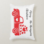 赤いエレガントトラックのファミリー名スクリプト文字上の白 アクセントクッション (正面(垂直))