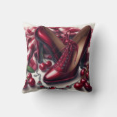 赤いエレガントハイヒールとさくらんぼ クッション (裏面)