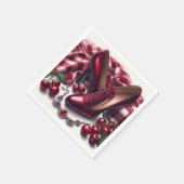 赤いエレガントハイヒールとさくらんぼ スタンダードカクテルナプキン (角)