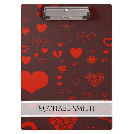 赤いエレガントハートパタモダンーン#2 クリップボード (正面)