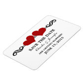 赤いエレガントハート日付磁石を保存 マグネット (左側)