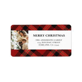 赤いエレガントバッファローがメリー・素朴・クリスマスを祈る ラベル