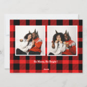 赤いエレガントバッファローのプレイドクリスマスカップルの写真 シーズンカード (裏面)