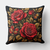 赤いエレガントバラと蝶 クッション (裏面)