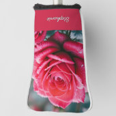 赤いエレガントバラと雨粒フローラ ゴルフヘッドカバー (回転90)