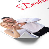 赤いエレガントバラのカップル写真ウェルカム結婚ズ ポスター (角)