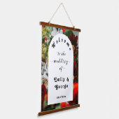 赤いエレガントバラのフローラ結婚の歓迎 吊り下げ型タペストリー (傾斜あり)