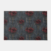 赤いエレガントバラのヴィンテージゴシック模様 ドアマット (正面)