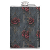 赤いエレガントバラのヴィンテージゴシック模様 フラスク (裏面)