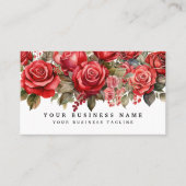 赤いエレガントバラの花フローラ 名刺 (正面)