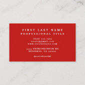 赤いエレガントバラの花フローラ 名刺 (裏面)