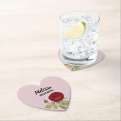 赤いエレガントバラの花 ペーパーコースター (インサイチュ)