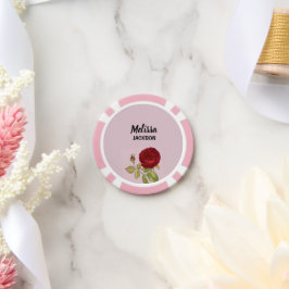 赤いエレガントバラの花 ポーカーチップ