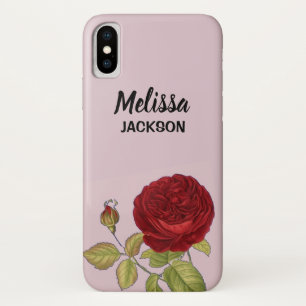 赤いエレガントバラの花 iPhone X ケース