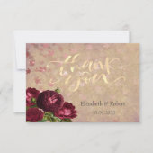 赤いエレガントバラの落下葉サンキューカード サンキューカード (正面)