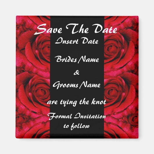 赤いエレガントバラセーブザデートマグネット マグネット (正面)