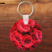 赤いエレガントバラ赤い花フローラ キーホルダー (正面)