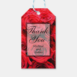 赤いエレガントバラ赤い花フローラ ギフトタグ