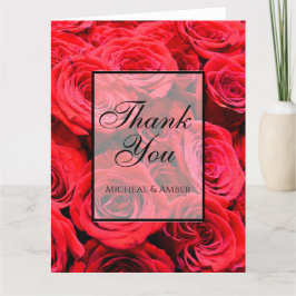 赤いエレガントバラ赤い花フローラ サンキューカード