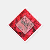 赤いエレガントバラ赤い花フローラ スタンダードカクテルナプキン (角)