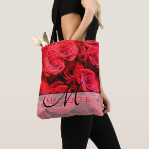 赤いエレガントバラ赤い花フローラ トートバッグ