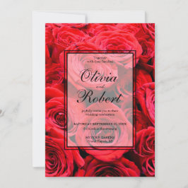 赤いエレガントバラ赤い花フローラ 招待状