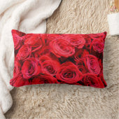 赤いエレガントバラ赤い花模様赤い花 ランバークッション (ブランケット)