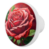 赤いエレガントバラ セラミックノブ (右)