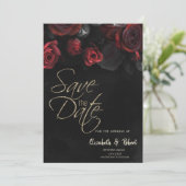 赤いエレガントバラGothic日付カードを保存 セーブザデート (スタンド正面)