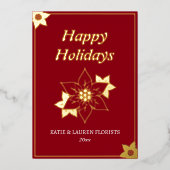 赤いエレガントビジネスロゴクリスマス 箔シーズンカード (正面)