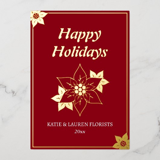 赤いエレガントビジネスロゴクリスマス 箔シーズンカード (正面)