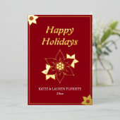 赤いエレガントビジネスロゴクリスマス 箔シーズンカード (立ち正面)