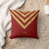 赤いエレガントファミリ名シェブロンパターン クッション (ブランケット)