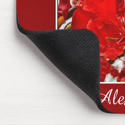 赤いエレガントフローラのエレガント花がパーソナライズ マウスパッド (コーナー)