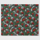 赤いエレガントフローラバラ ラッピングペーパー (フラット)