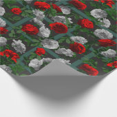 赤いエレガントフローラバラ ラッピングペーパー (角)