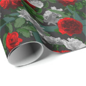 赤いエレガントフローラバラ ラッピングペーパー (ロールコーナー)